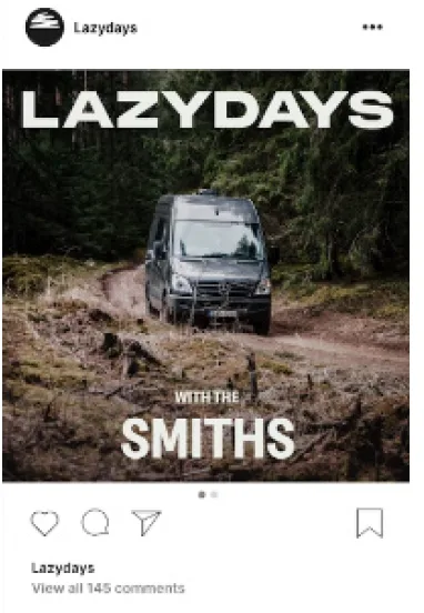 Lifestyle-led Lazydays RV Instagram content